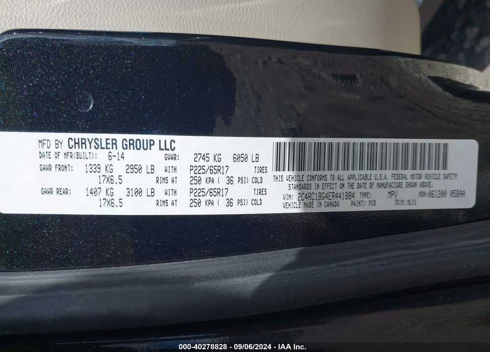 2014 CHRYSLER TOWN & COUNTRY VIN: 2C4RC1BG4ER441884