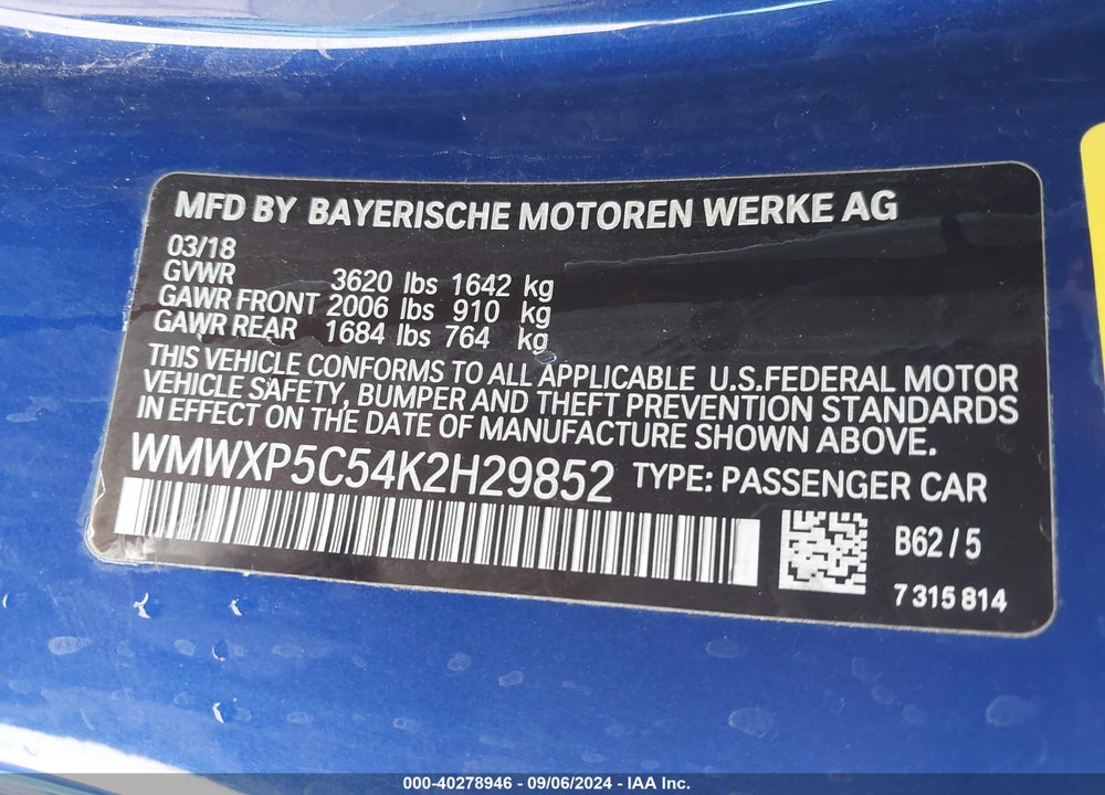 2019 MINI HARDTOP COOPER VIN: WMWXP5C54K2H29852