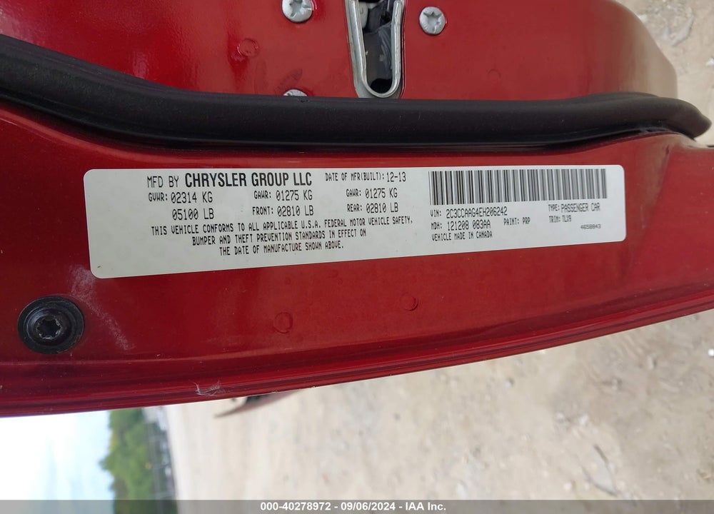 2014 CHRYSLER 300 VIN: 2C3CCAAG4EH206242