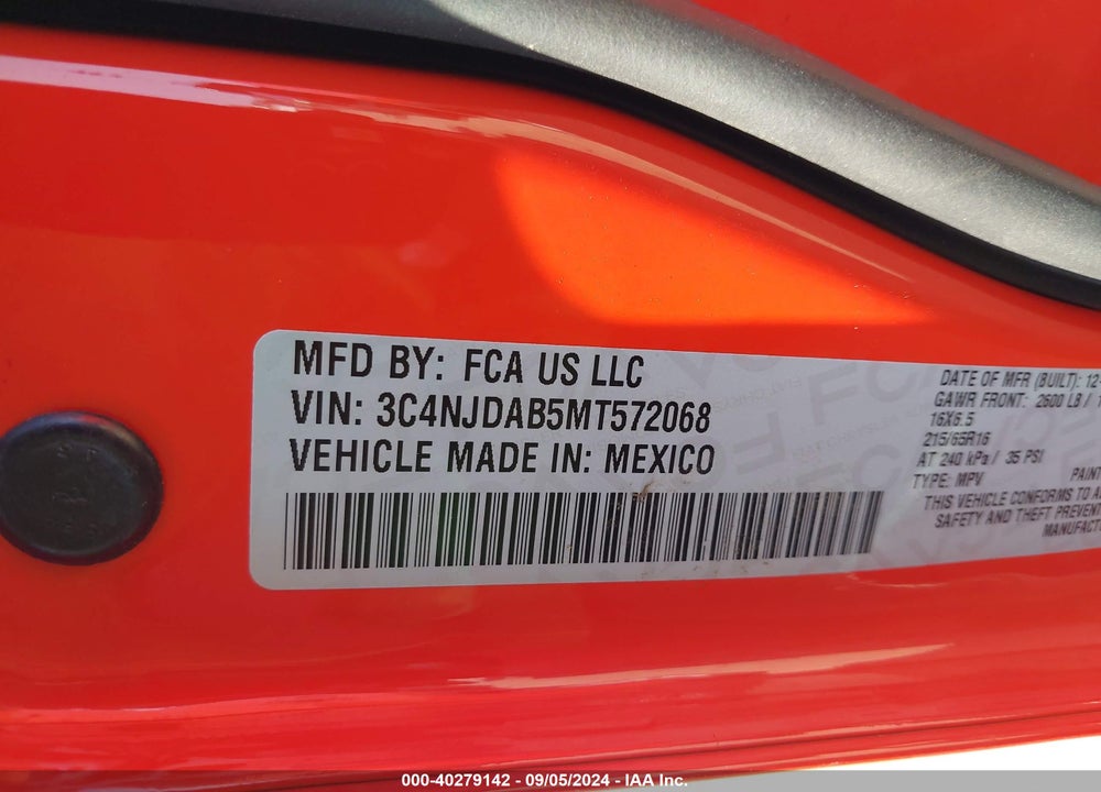 2021 JEEP COMPASS SPORT 4X4 VIN: 3C4NJDAB5MT572068