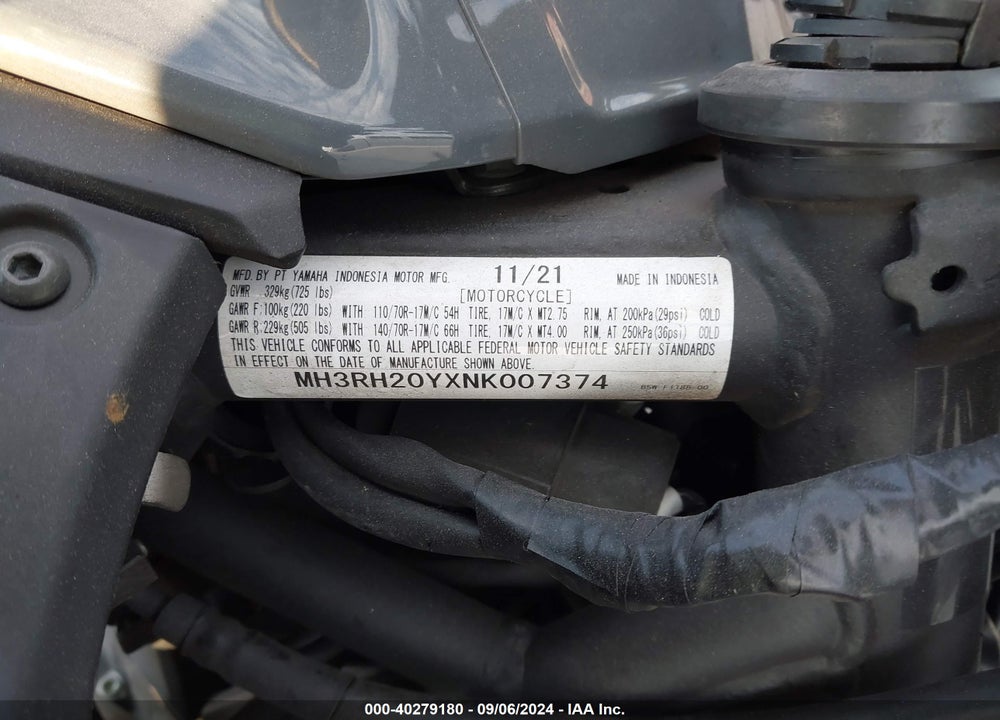 2022 YAMAHA MT-03 VIN: MH3RH20YXNK007374