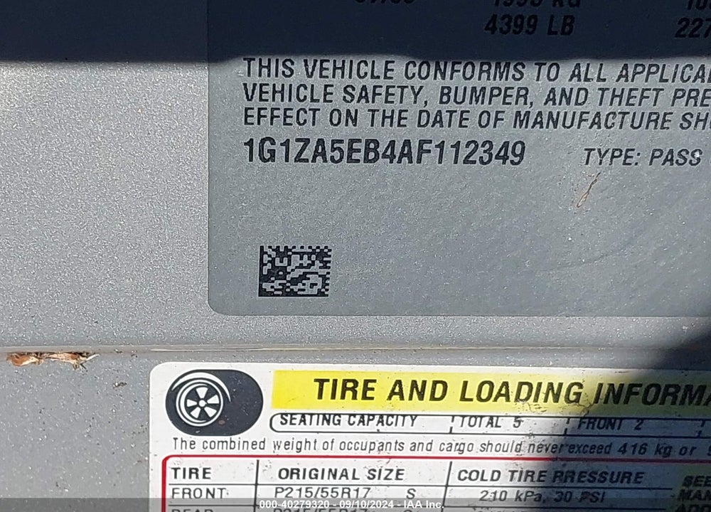 2010 CHEVROLET MALIBU LS VIN: 1G1ZA5EB4AF112349