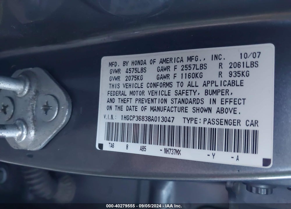 2008 HONDA ACCORD 3.5 EX-L VIN: 1HGCP36838A013047