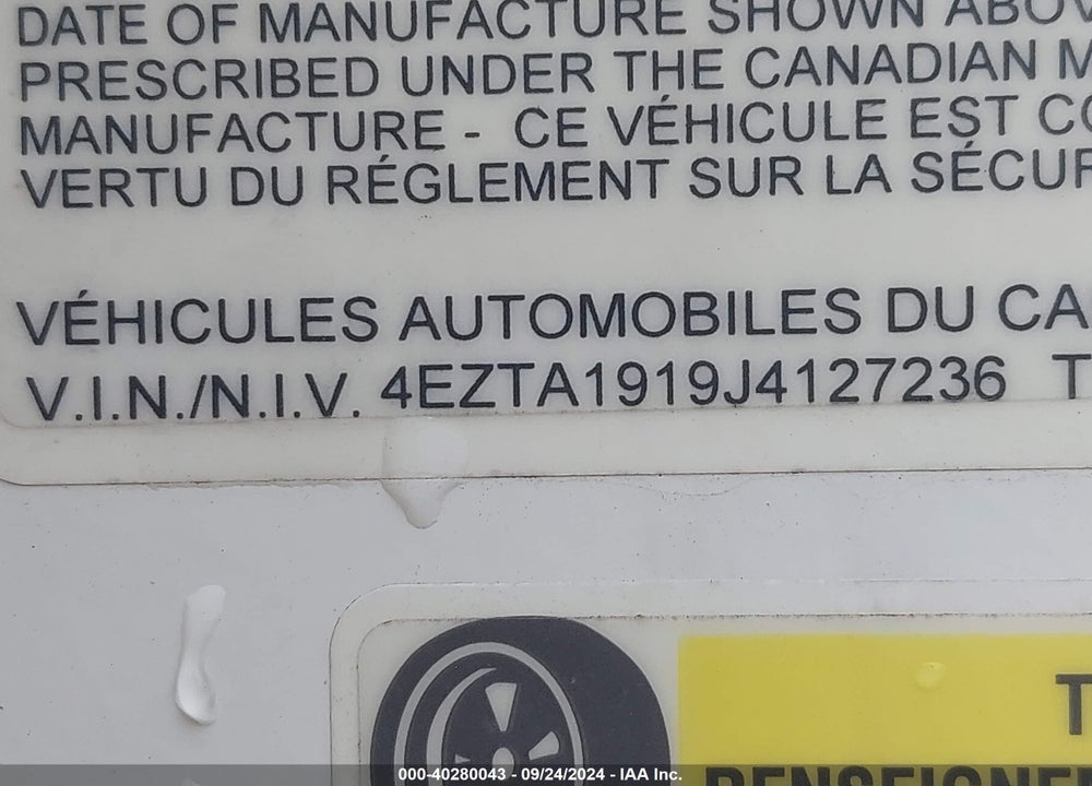 2018 KZ RV VIN: 4EZTA1919J4127236