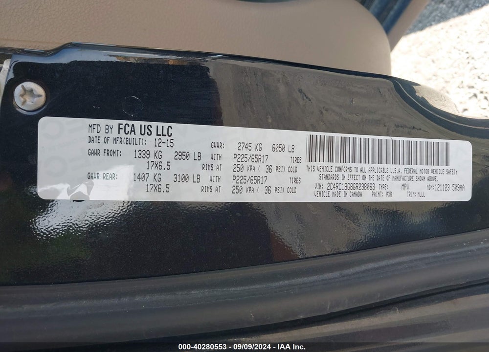 2016 CHRYSLER TOWN & COUNTRY TOURING VIN: 2C4RC1BG8GR238063