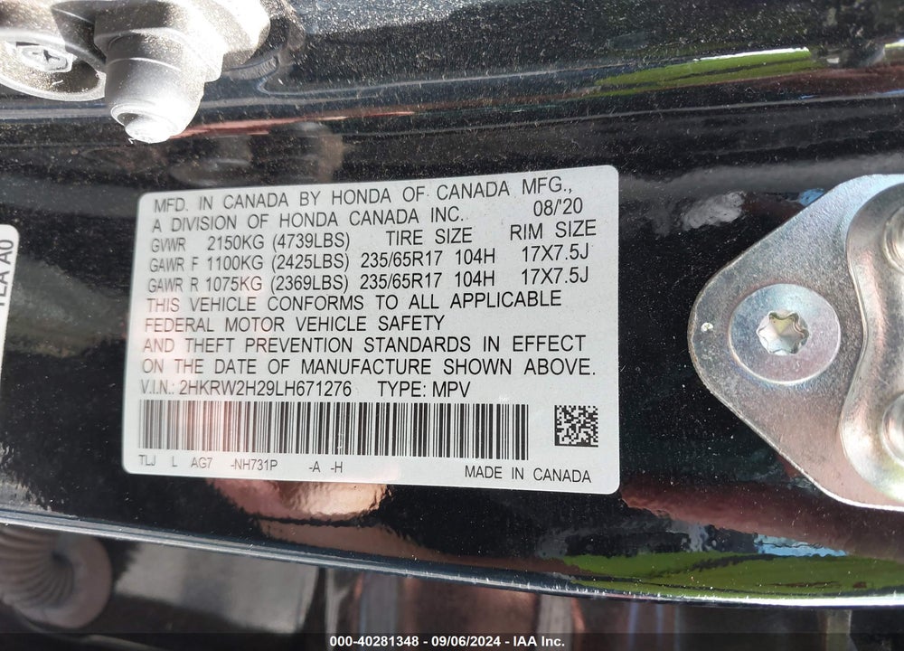 2020 HONDA CR-V AWD LX VIN: 2HKRW2H29LH671276