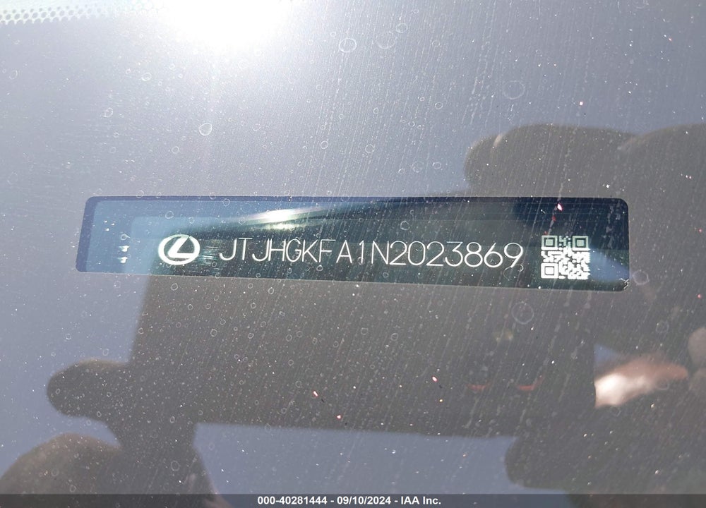 2022 LEXUS RX 450HL VIN: JTJHGKFA1N2023869