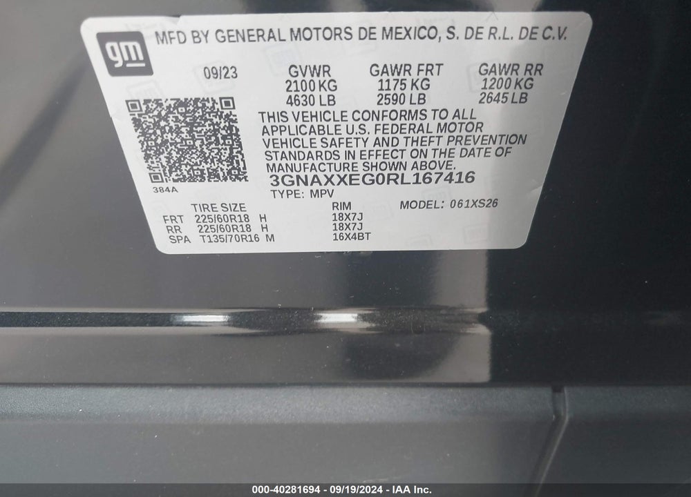 2024 CHEVROLET EQUINOX AWD PREMIER VIN: 3GNAXXEG0RL167416