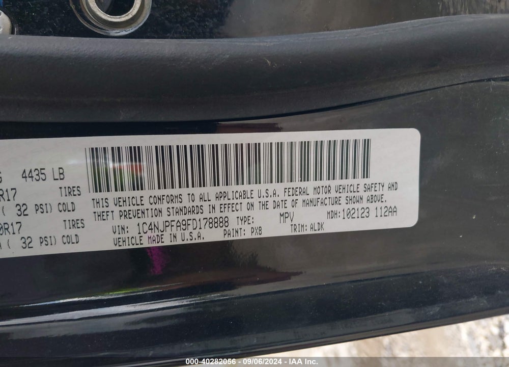 2015 JEEP PATRIOT VIN: 1C4NJPFA9FD178888