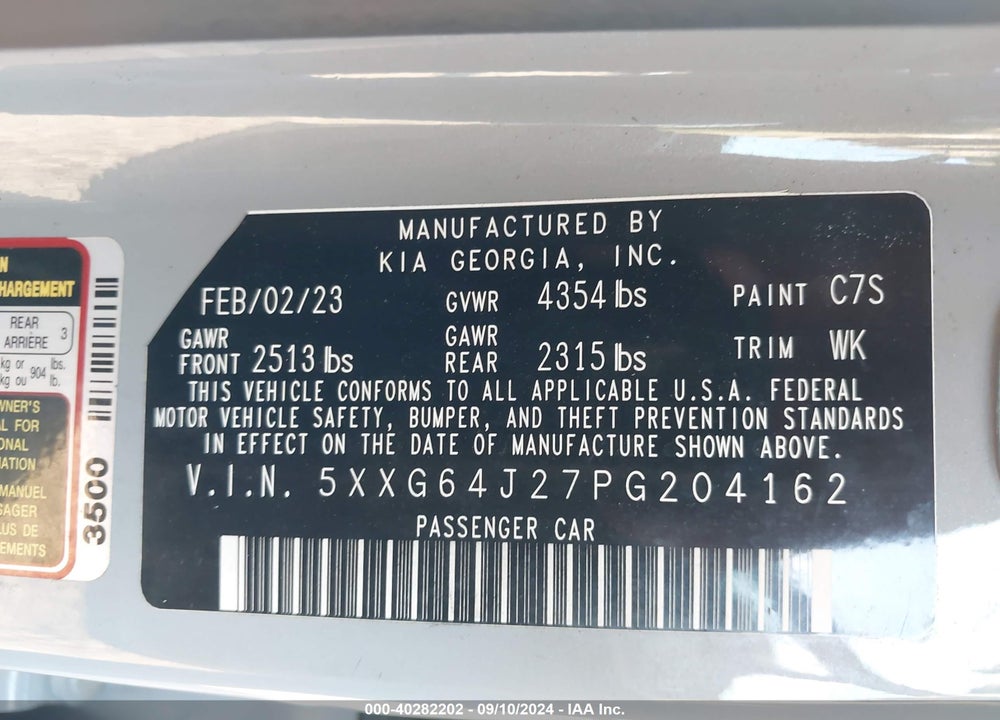2023 KIA K5 GT LINE VIN: 5XXG64J27PG204162