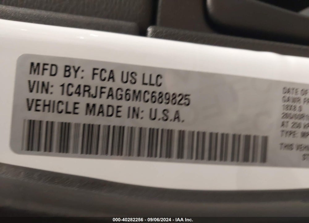 2021 JEEP GRAND CHEROKEE LAREDO X 4X4 VIN: 1C4RJFAG6MC689825