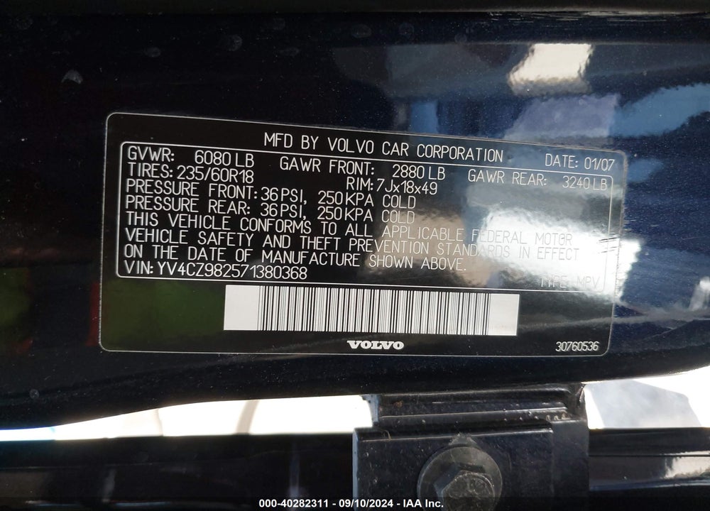 2007 VOLVO XC90 3.2 VIN: YV4CZ982571380368