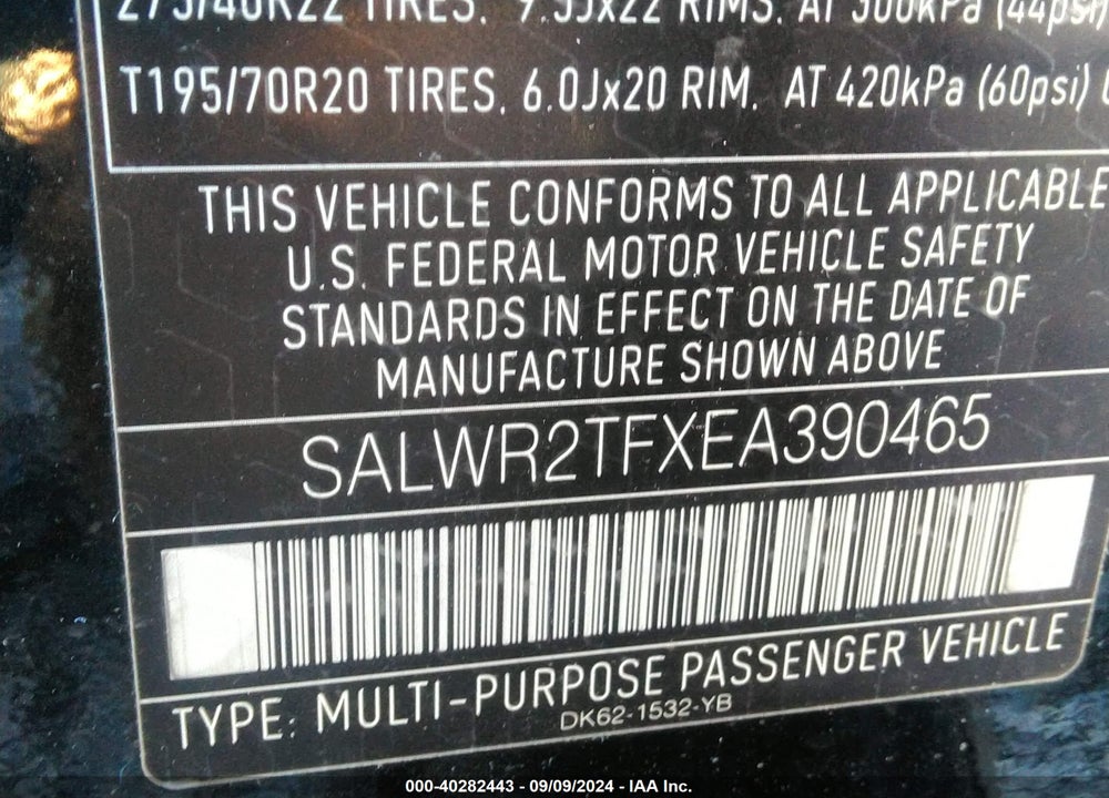 2014 LAND ROVER RANGE ROVER SPORT 5.0L V8 SUPERCHARGED VIN: SALWR2TFXEA390465