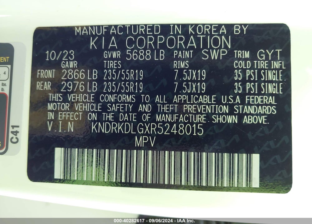 2024 KIA SORENTO HYBRID SX PRESTIGE VIN: KNDRKDLGXR5248015