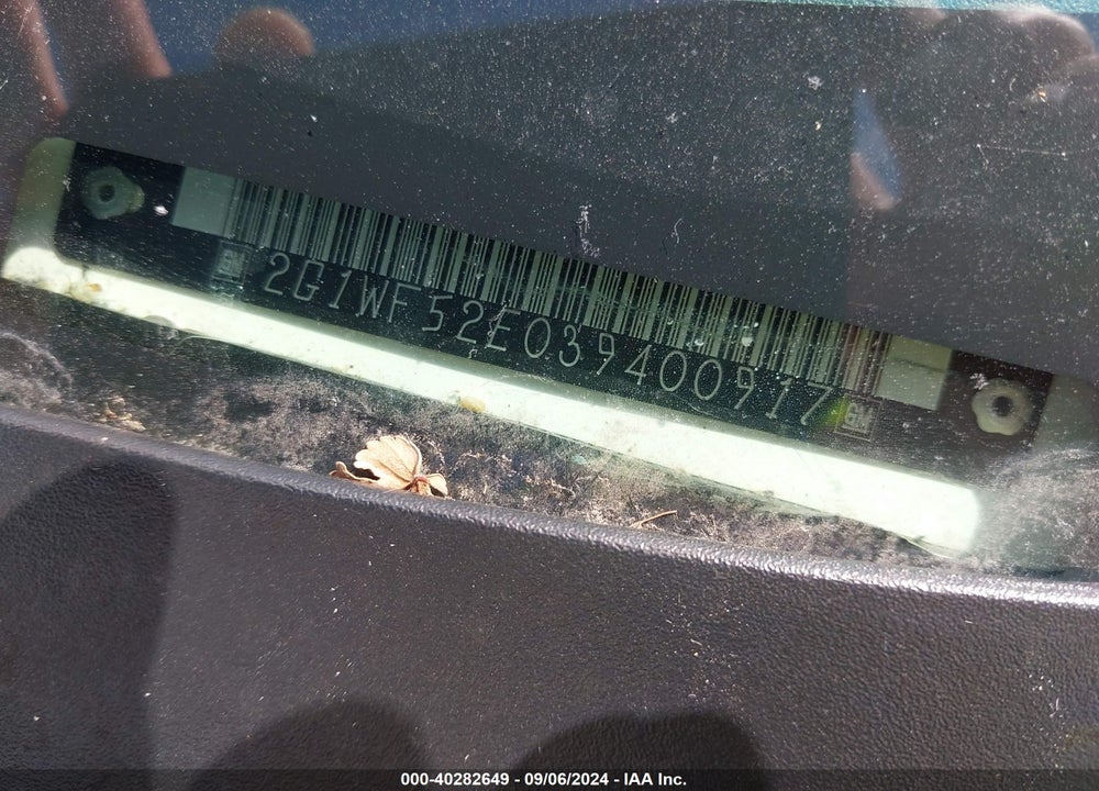 2003 CHEVROLET IMPALA VIN: 2G1WF52E039400917