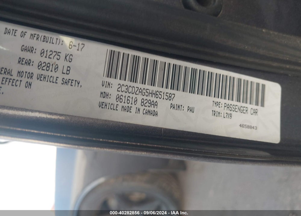2017 DODGE CHALLENGER SXT VIN: 2C3CDZAG5HH651587