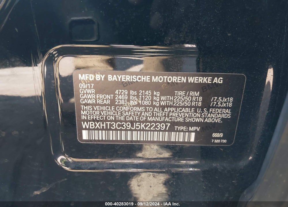 2018 BMW X1 XDRIVE28I VIN: WBXHT3C39J5K22397