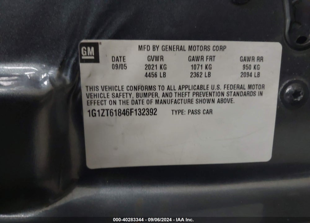2006 CHEVROLET MALIBU MAXX LT VIN: 1G1ZT61846F132392