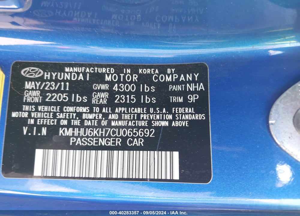 2012 HYUNDAI GENESIS 3.8 GRAND TOURING VIN: KMHHU6KH7CU065692