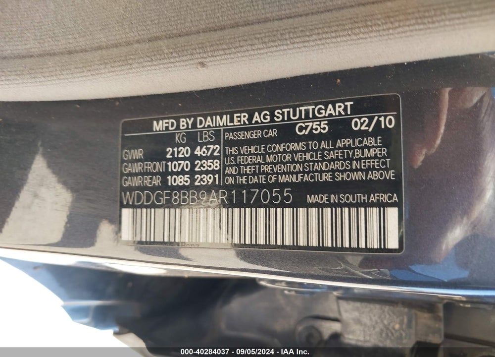 2010 MERCEDES-BENZ C 300 LUXURY 4MATIC/SPORT 4MATIC VIN: WDDGF8BB9AR117055