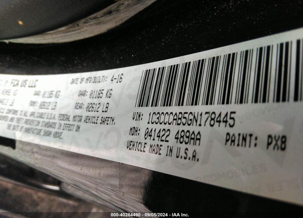 2016 CHRYSLER 200 VIN: 1C3CCCAB5GN178445
