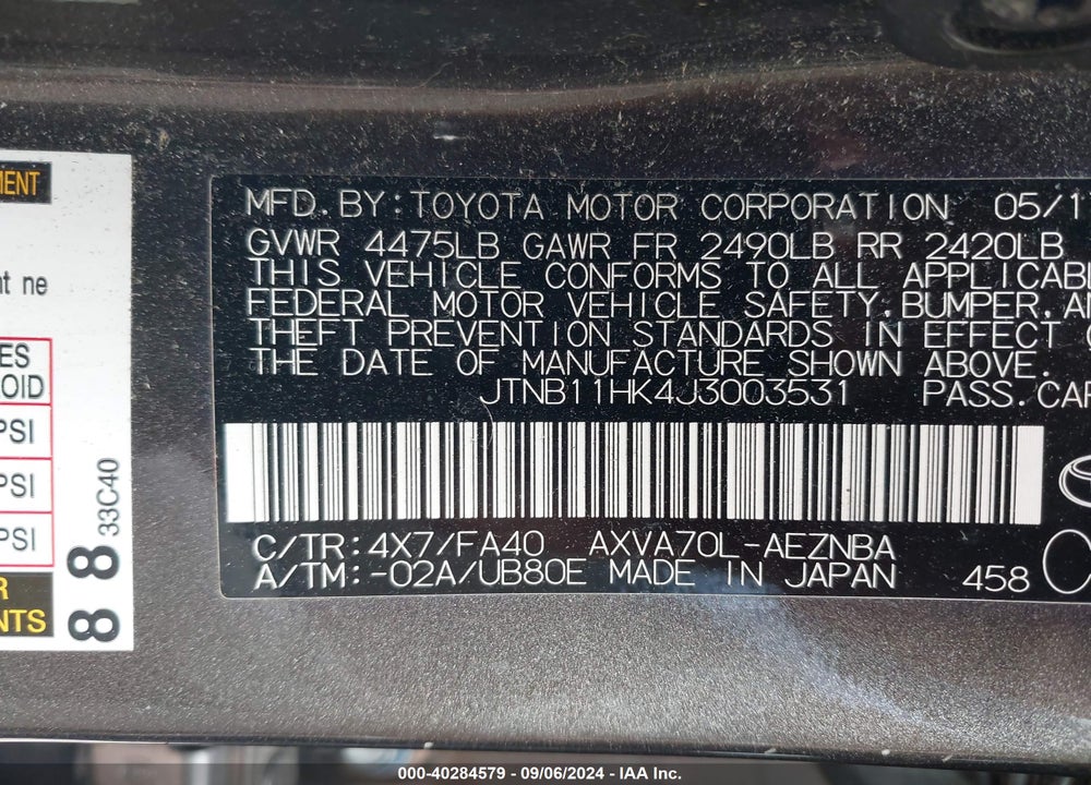 2018 TOYOTA CAMRY LE VIN: JTNB11HK4J3003531