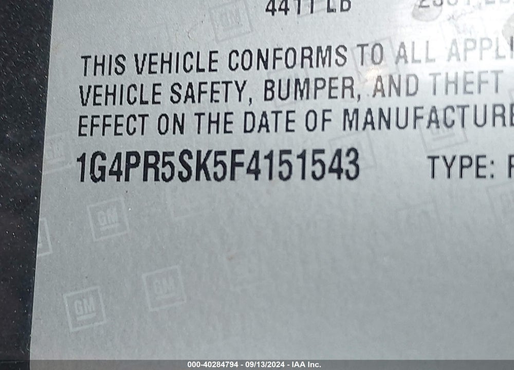 2015 BUICK VERANO CONVENIENCE GROUP VIN: 1G4PR5SK5F4151543