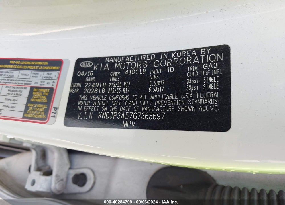 2016 KIA SOUL VIN: KNDJP3A57G7363697
