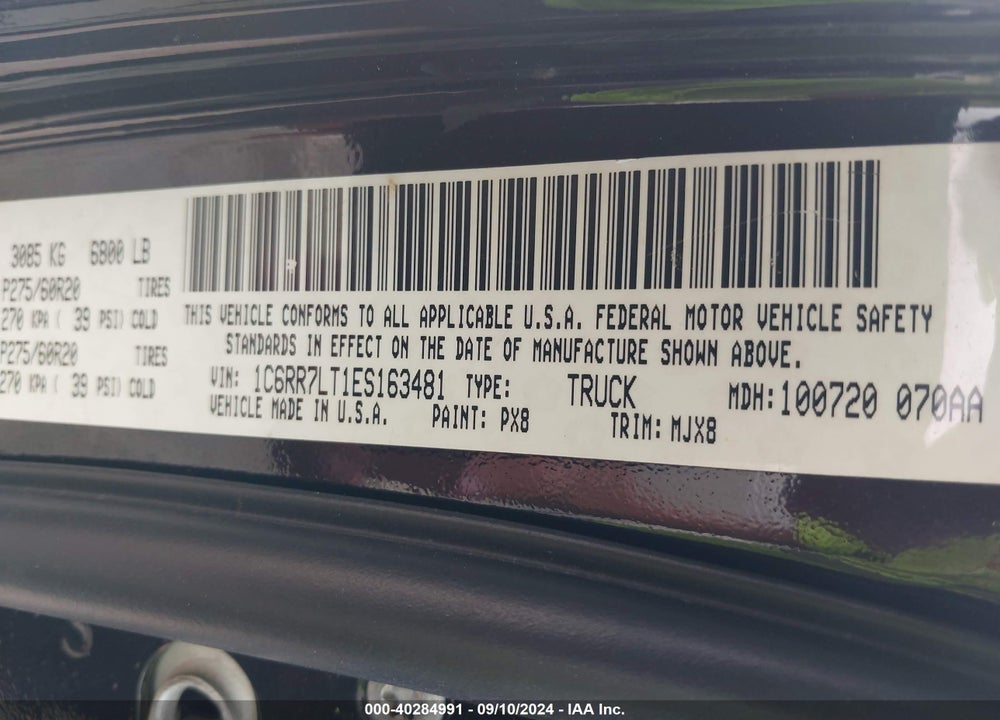 2014 RAM 1500 LONE STAR VIN: 1C6RR7LT1ES163481