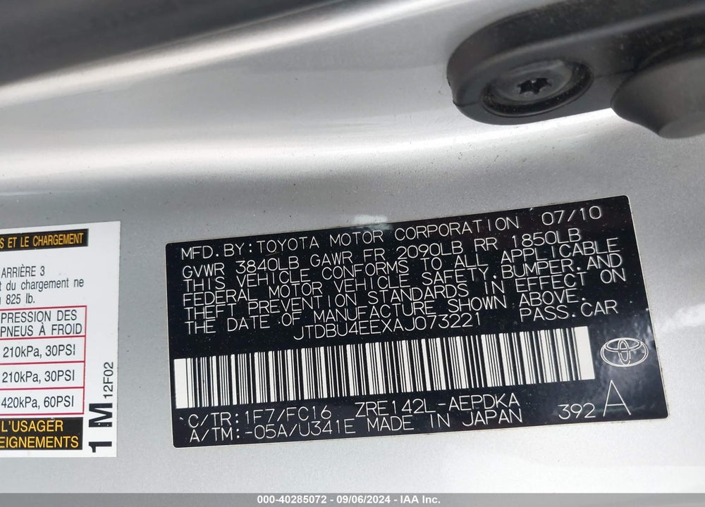 2010 TOYOTA COROLLA LE VIN: JTDBU4EEXAJ073221