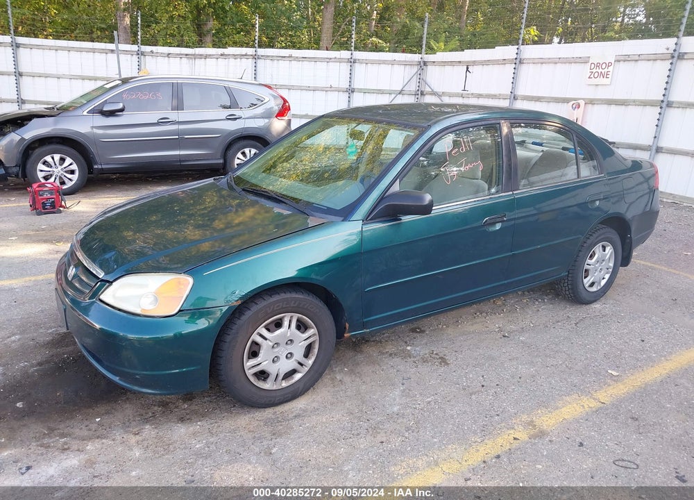 2002 HONDA CIVIC LX VIN: 1HGES165X2L074490
