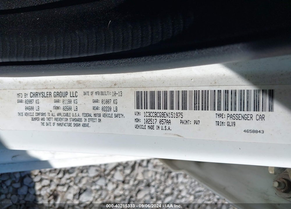 2014 CHRYSLER 200 LIMITED VIN: 1C3CCBCG9EN151975