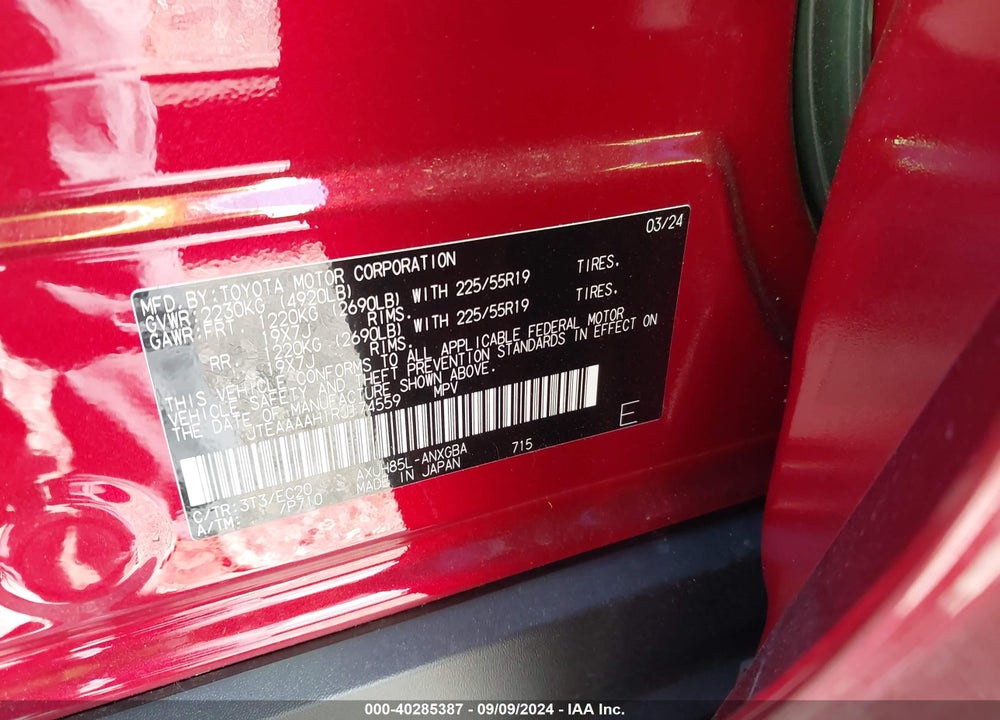2024 TOYOTA VENZA XLE VIN: JTEAAAAH1RJ174559