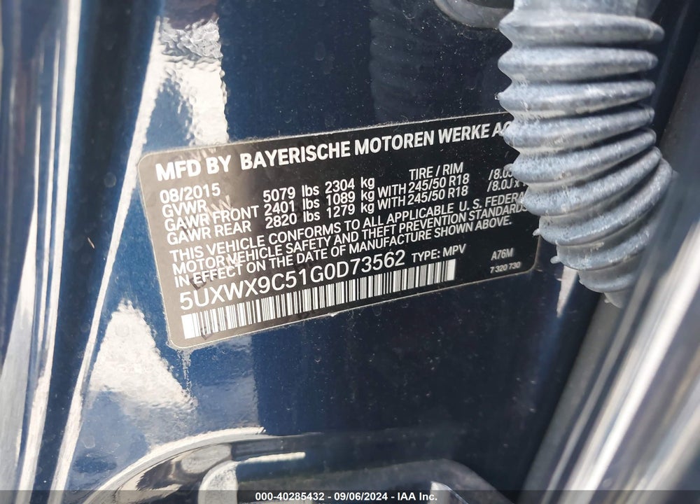 2016 BMW X3 XDRIVE28I VIN: 5UXWX9C51G0D73562