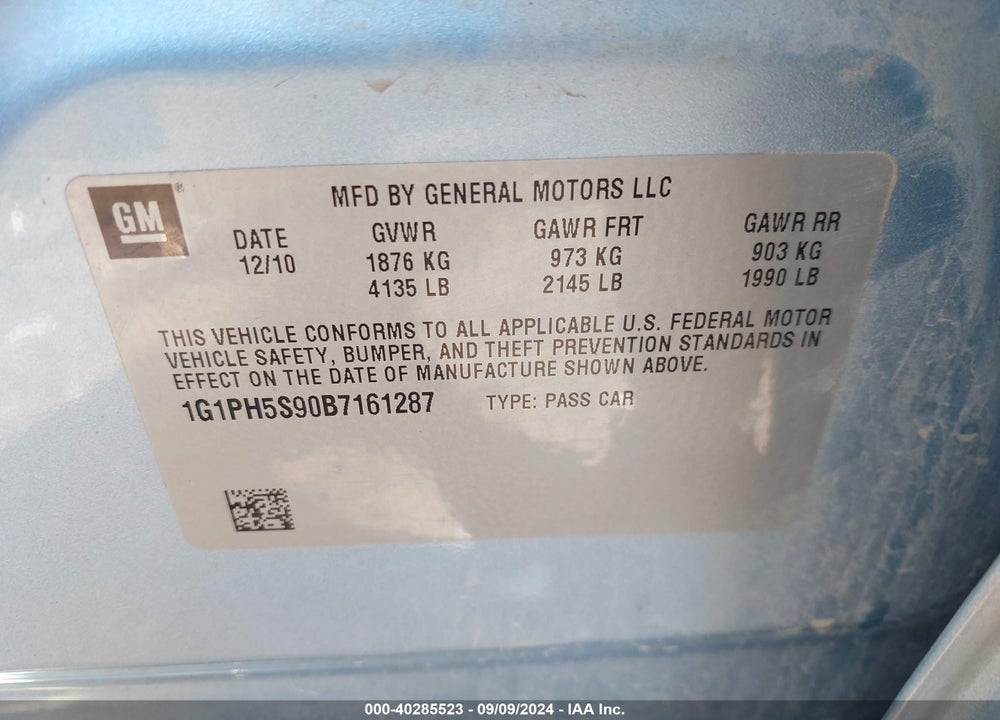 2011 CHEVROLET CRUZE LTZ VIN: 1G1PH5S90B7161287