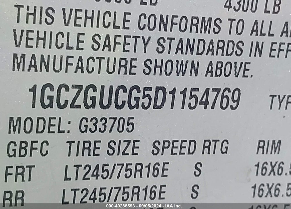 2013 CHEVROLET EXPRESS 3500 WORK VAN VIN: 1GCZGUCG5D1154769