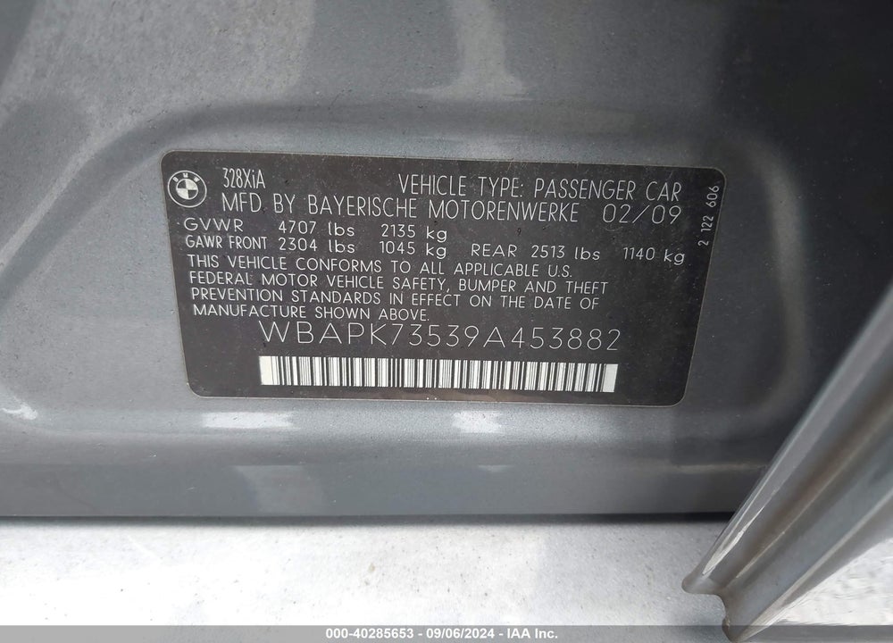 2009 BMW 328I XDRIVE VIN: WBAPK73539A453882