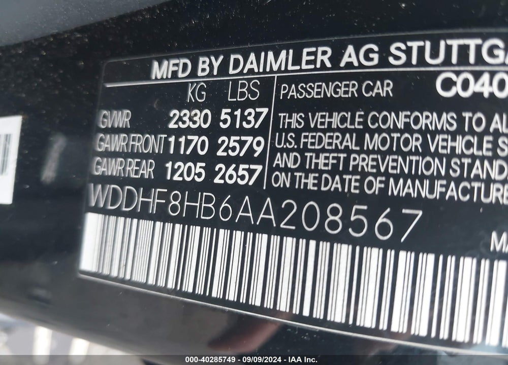 2010 MERCEDES-BENZ E 350 4MATIC VIN: WDDHF8HB6AA208567