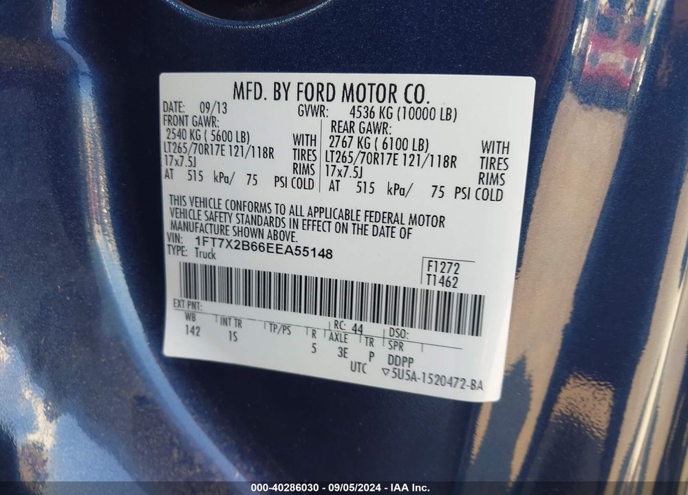 2014 FORD F-250 XL VIN: 1FT7X2B66EEA55148