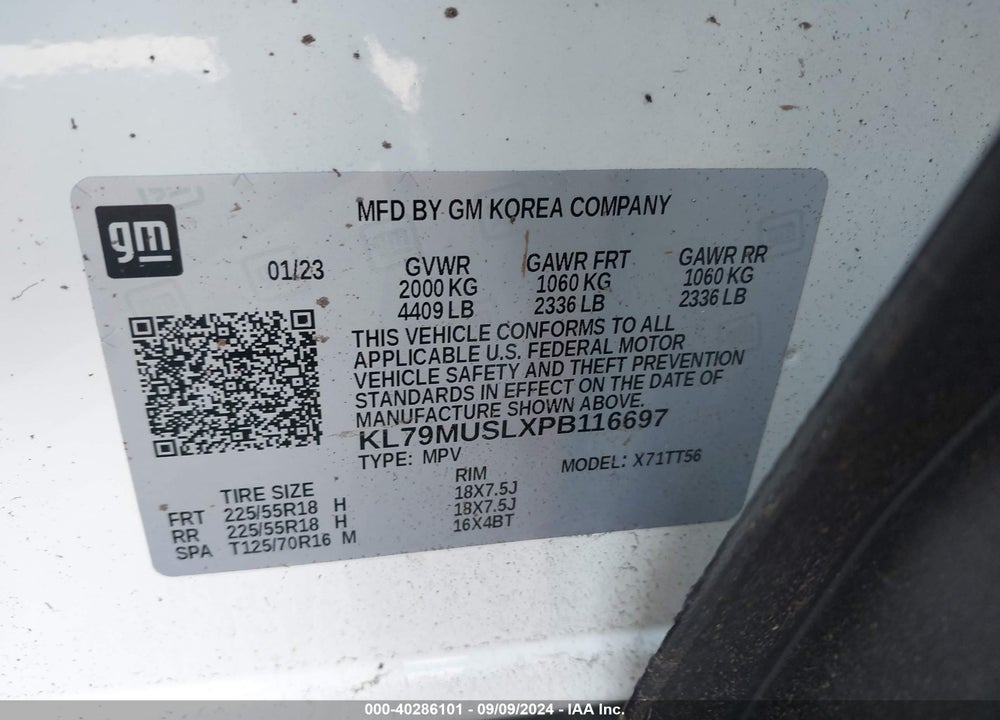 2023 CHEVROLET TRAILBLAZER AWD RS VIN: KL79MUSLXPB116697