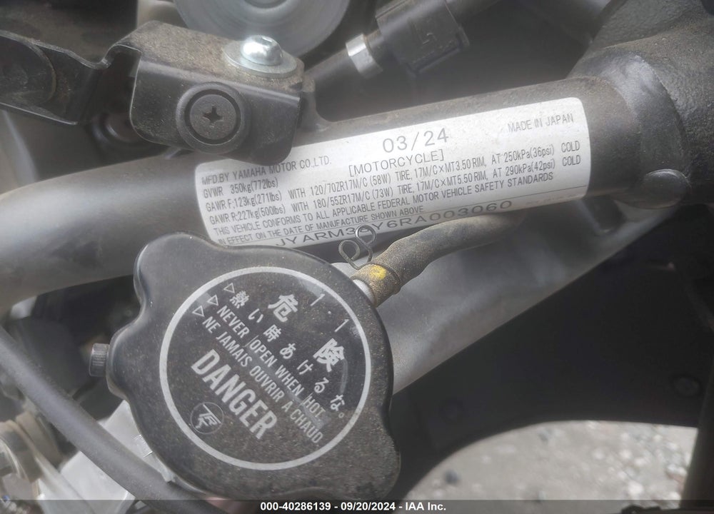 2024 YAMAHA YZFR7 VIN: JYARM38Y6RA003060