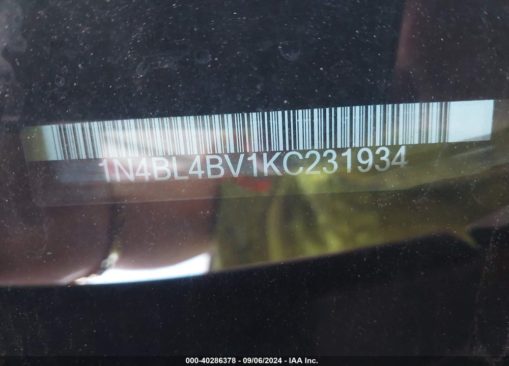 2019 NISSAN ALTIMA 2.5 S VIN: 1N4BL4BV1KC231934