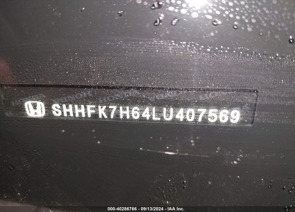 2020 HONDA CIVIC EX VIN: SHHFK7H64LU407569