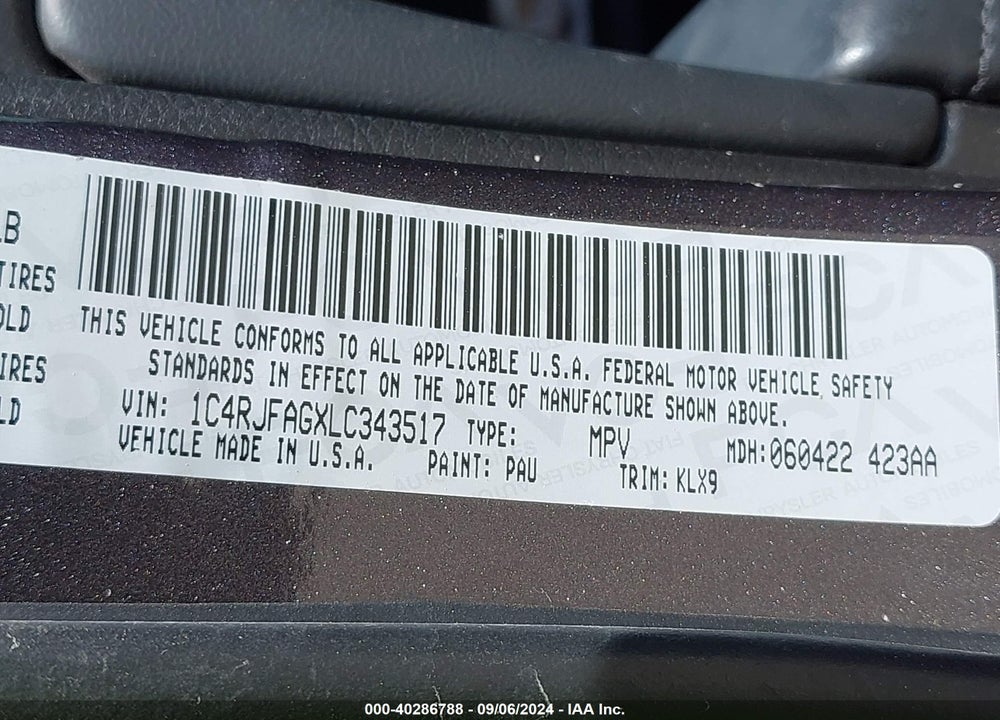 2020 JEEP GRAND CHEROKEE NORTH EDITION 4X4 VIN: 1C4RJFAGXLC343517