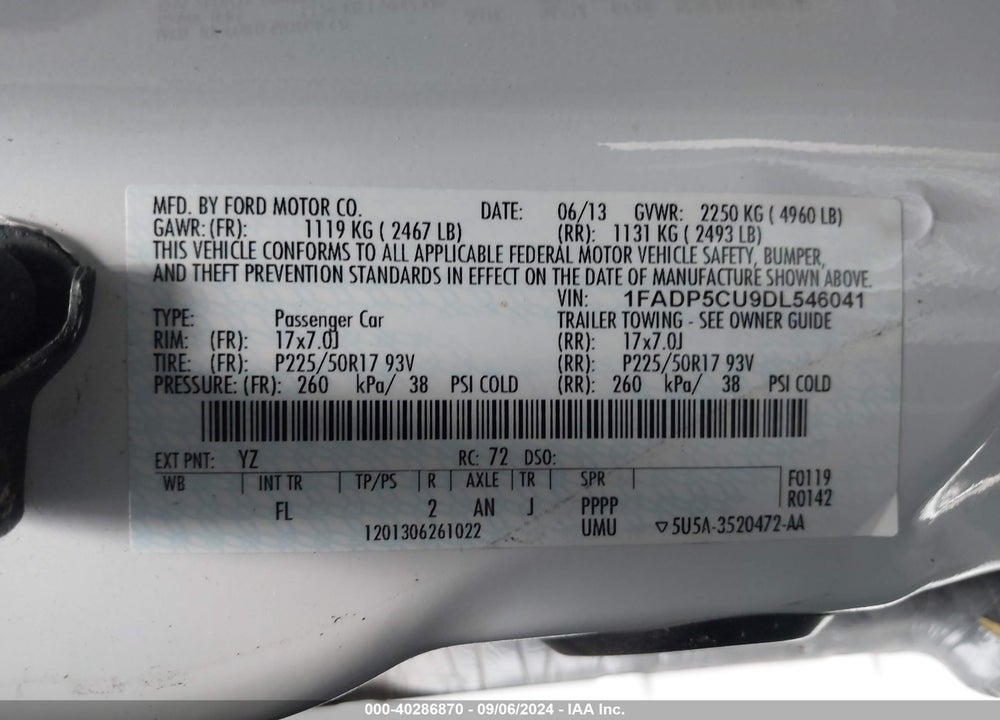 2013 FORD C-MAX ENERGI SEL VIN: 1FADP5CU9DL546041