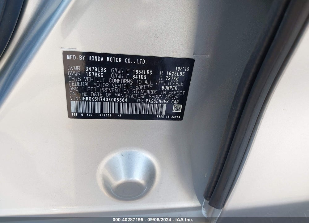2016 HONDA FIT EX VIN: JHMGK5H74GX005564