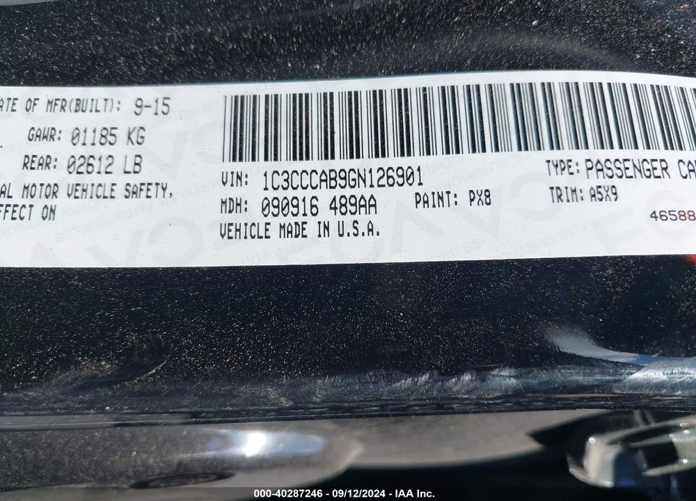2016 CHRYSLER 200 LIMITED VIN: 1C3CCCAB9GN126901
