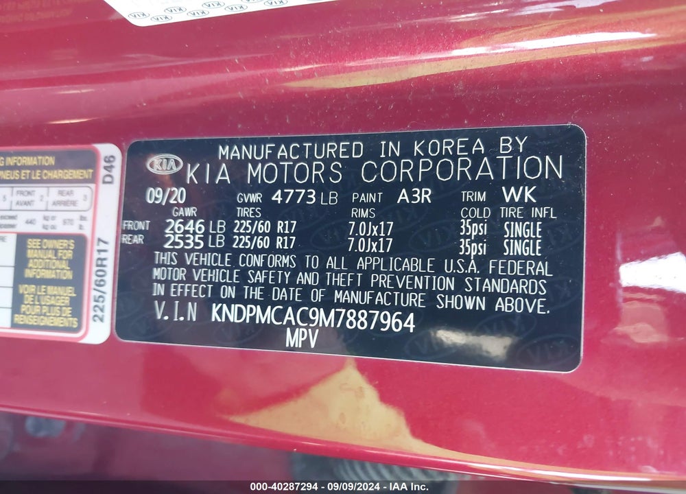 2021 KIA SPORTAGE LX VIN: KNDPMCAC9M7887964