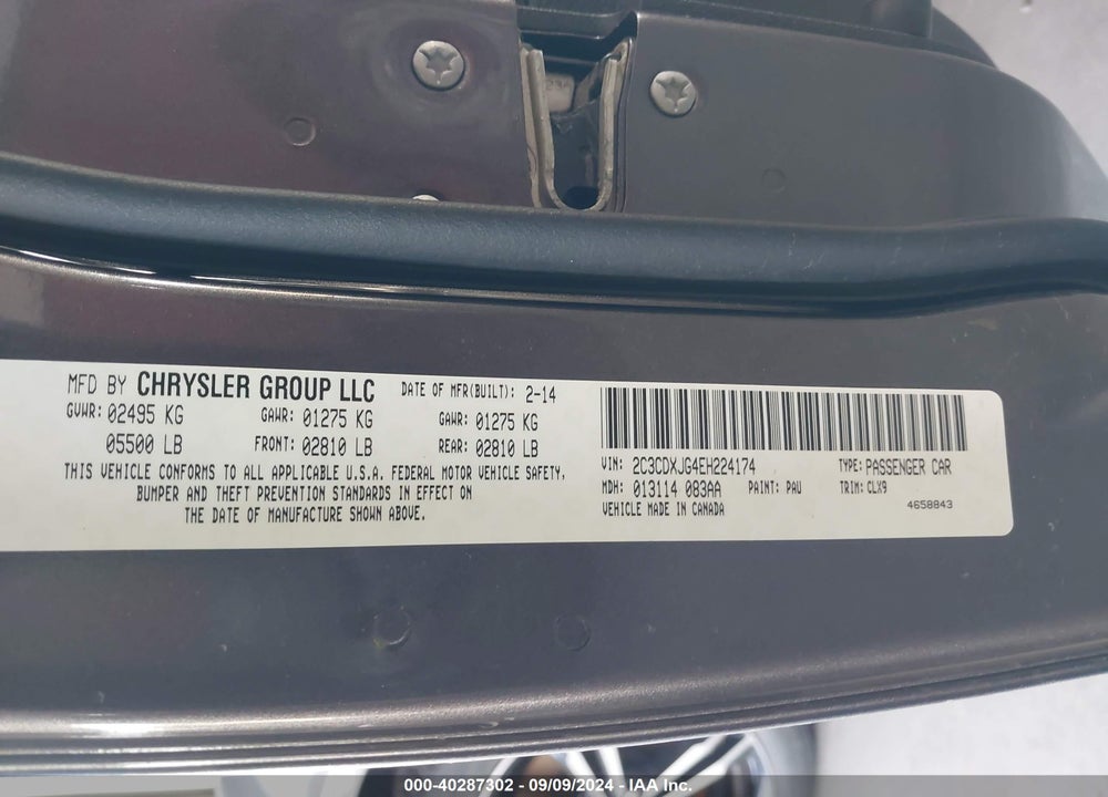 2014 DODGE CHARGER SXT PLUS VIN: 2C3CDXJG4EH224174