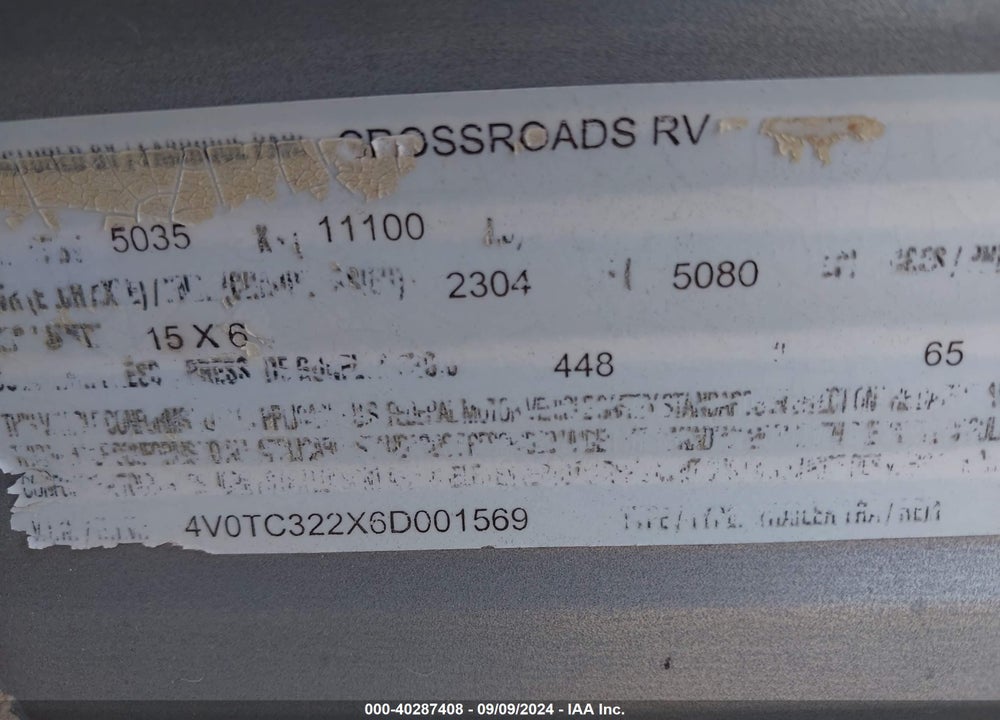 2006 CROSSROADS ZINGER ZT328S VIN: 4V0TC322X6D001569